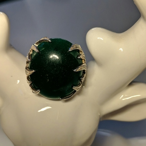 Magic Green Serpentine Statement  Sterling Ring - Picture 7 of 7